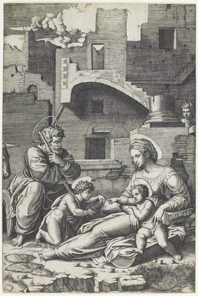 Virgen con el muslo largo, c. 1520-1525 de Marcantonio Raimondi